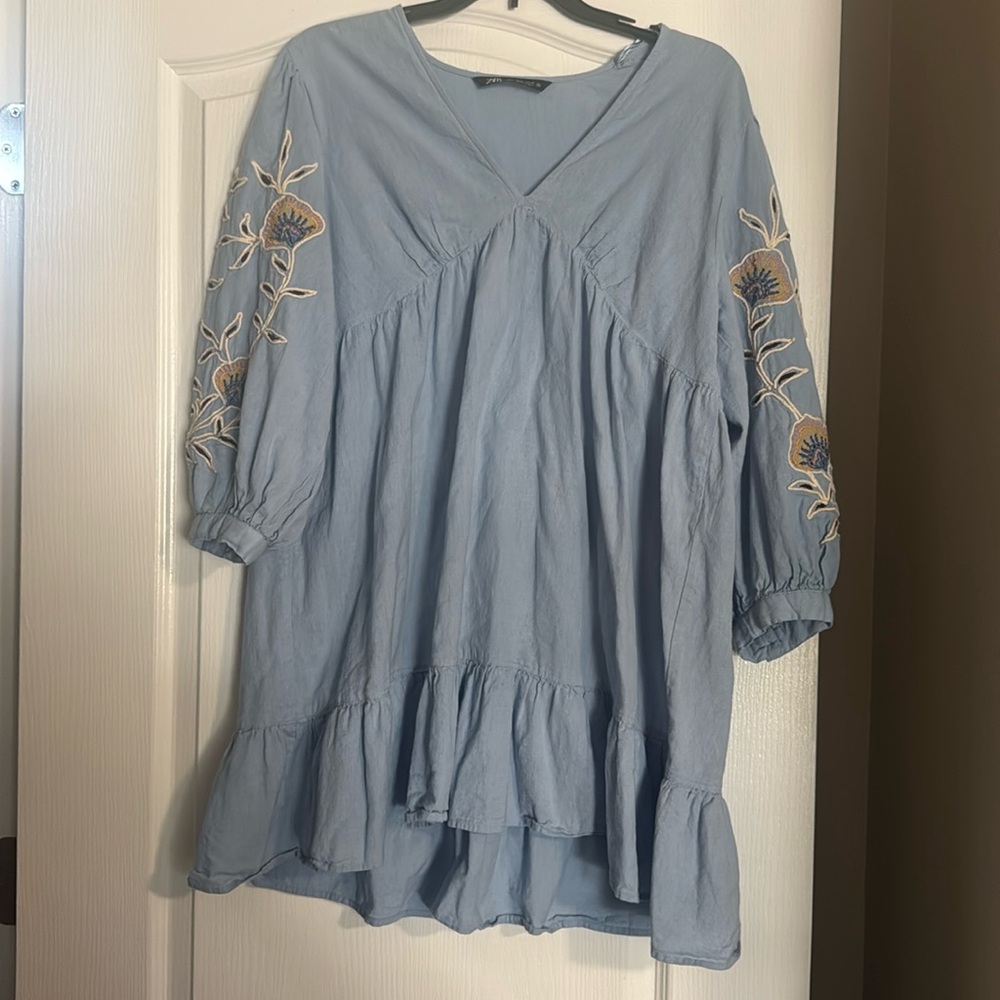 Zara linen babydoll dress